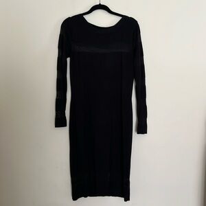 JOLIBEL Women’s Long Sleeve Black Sweater Dress with Sheer Cutouts Size S/P